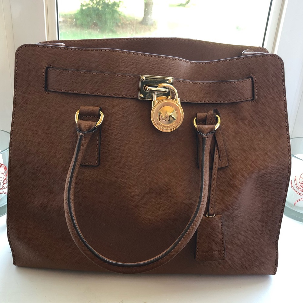 Classic MK Brown Leather Large Hamilton Tote